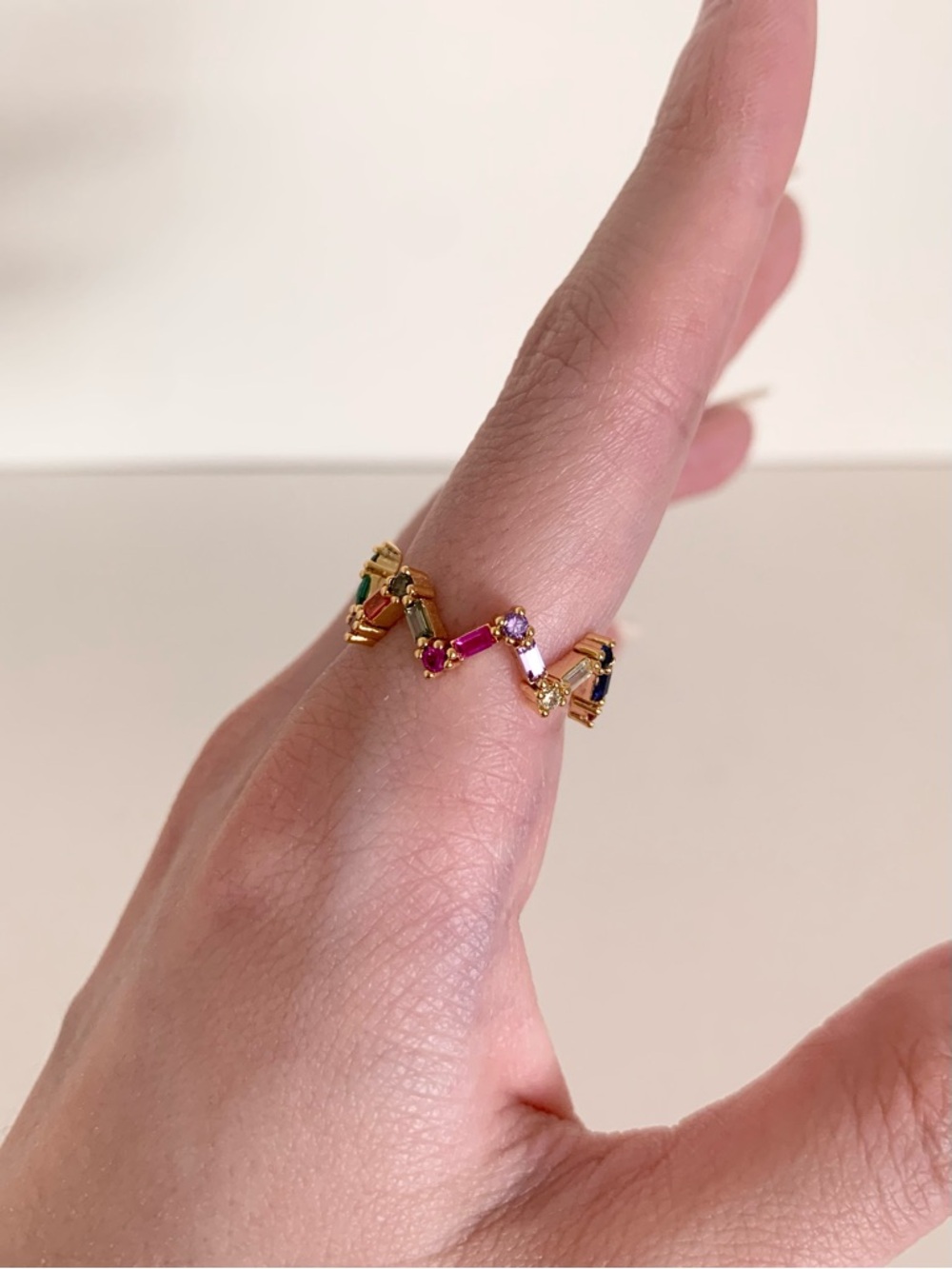 NWOT Gold Multistone Chevron Ring